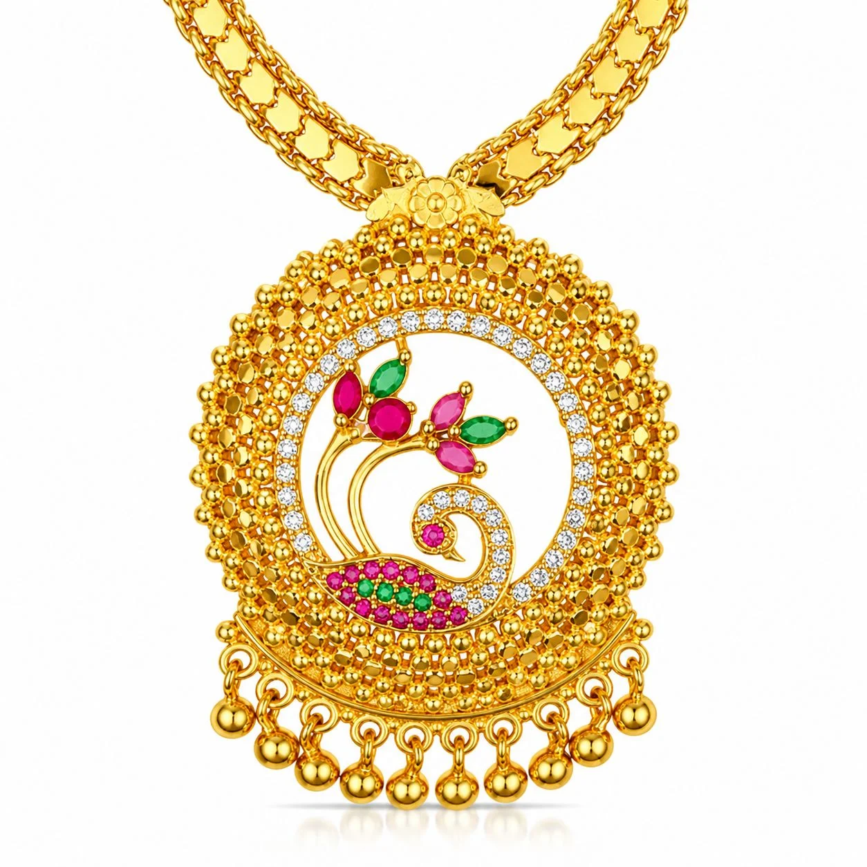 Traditional Gold Plated Peacock Design Pendant Necklace for Women | Elegant Party & Wedding Jewellery