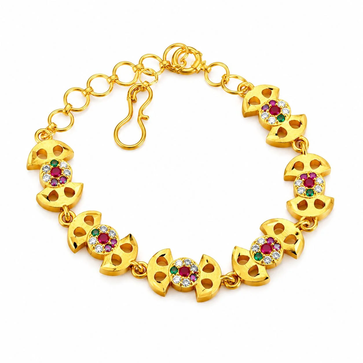 Vishmura Elegant Gold-Tone Bracelet with Multicolor Stone Accents